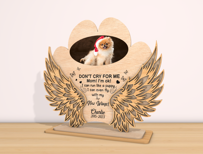 Dog Paw Angel Wings Photo Memorial SVG for Glowforge Users