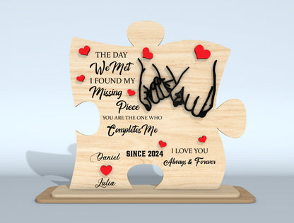 Personalized Puzzle Couple Plaque SVG Bundle Laser Cut File for Glowforge and xTool