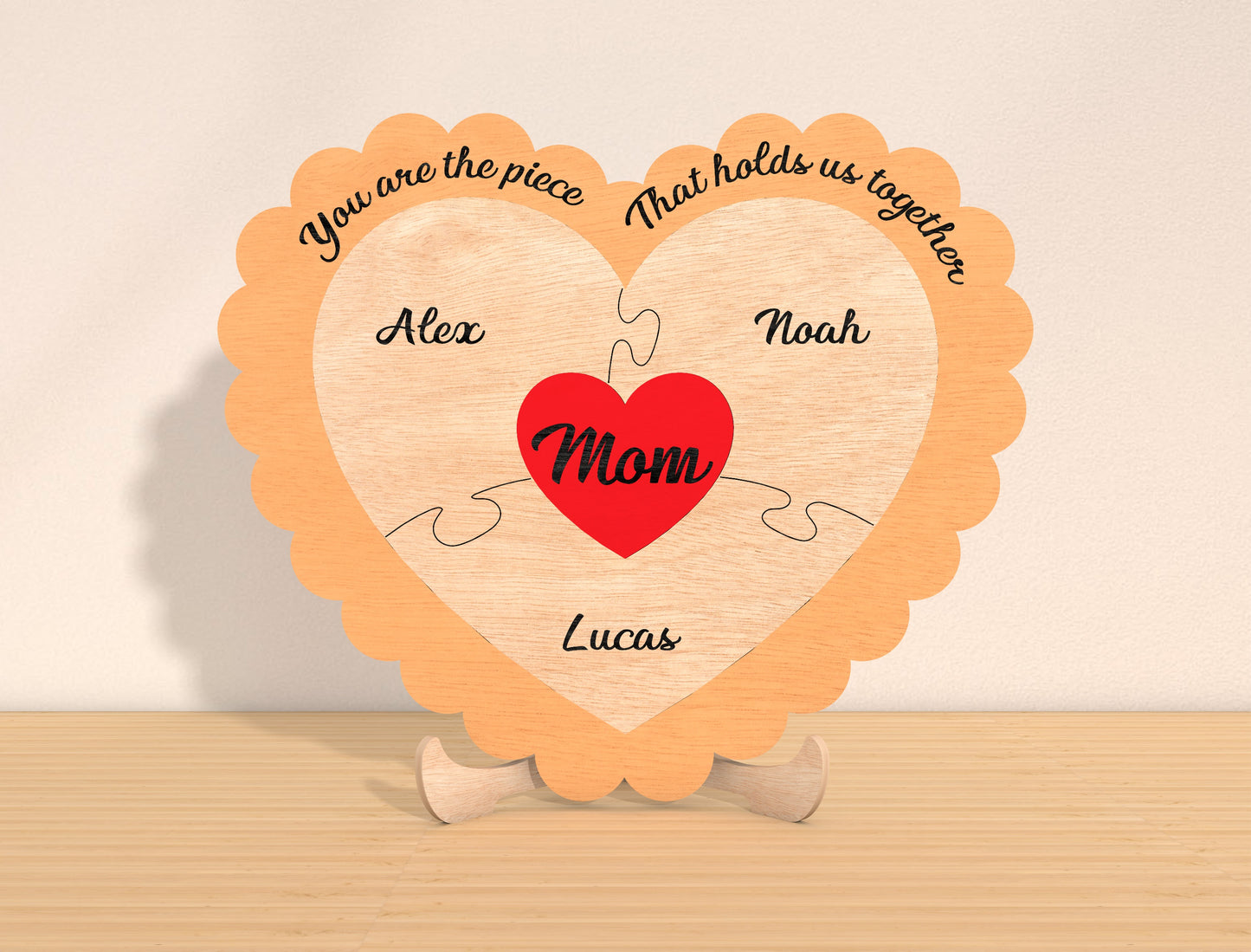 Personalized Mom Heart Sign SVG Bundle 6 Designs for xTool and LightBurn