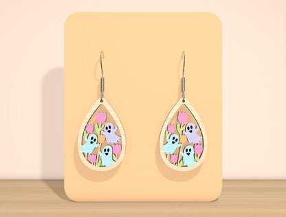 Ghost Floral Earrings SVG Bundle for Glowforge xTool LightBurn 7 Designs