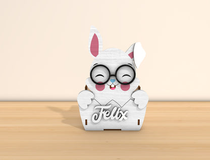 Personalized Easter Animal Basket Laser Cut File | Bunny & Lamb Easter Treat Box | Ready to Cut | Glowforge, xTool, LightBurn, etc.