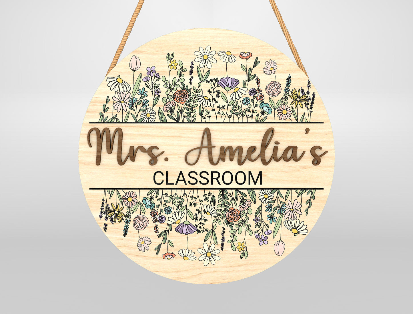 Personalized Wildflower Classroom Door Sign Laser Cut File SVG for Glowforge and xTool