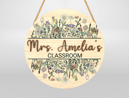 Personalized Wildflower Classroom Door Sign Laser Cut File SVG for Glowforge and xTool