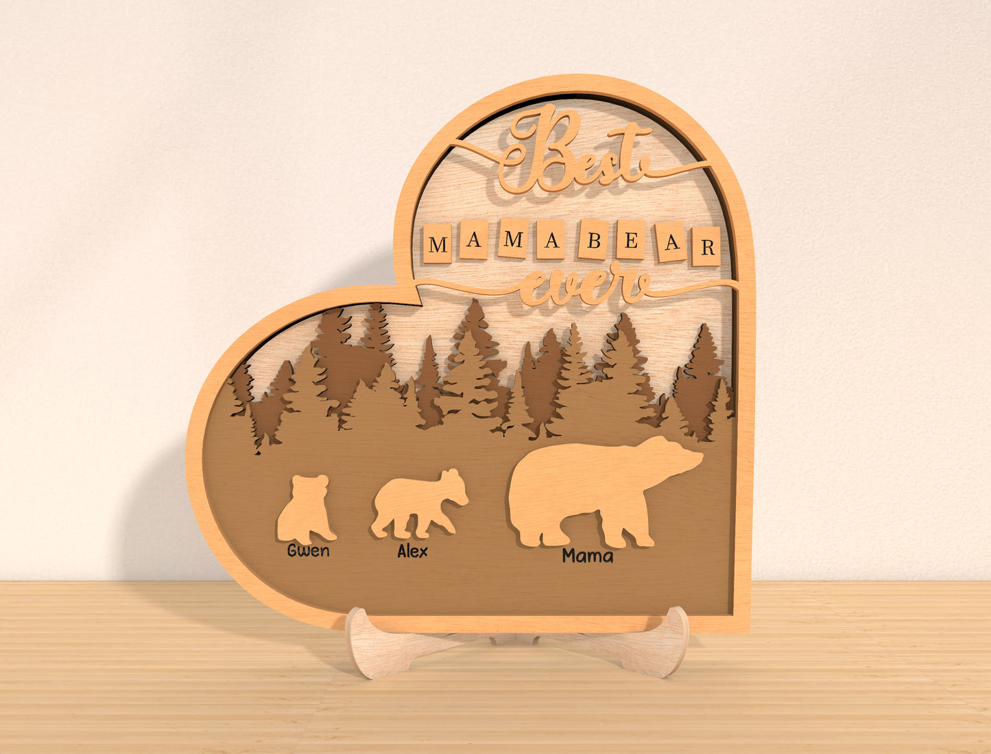 Mama Bear Family Sign SVG Bundle 7 Designs for LightBurn and xTool