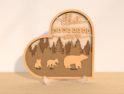 Mama Bear Family Sign SVG Bundle 7 Designs for LightBurn and xTool