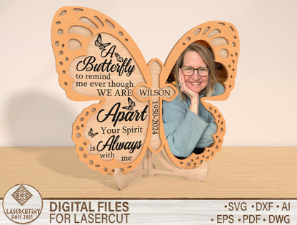 Butterfly Cross Memorial SVG Christian Photo Frame Laser Cut File