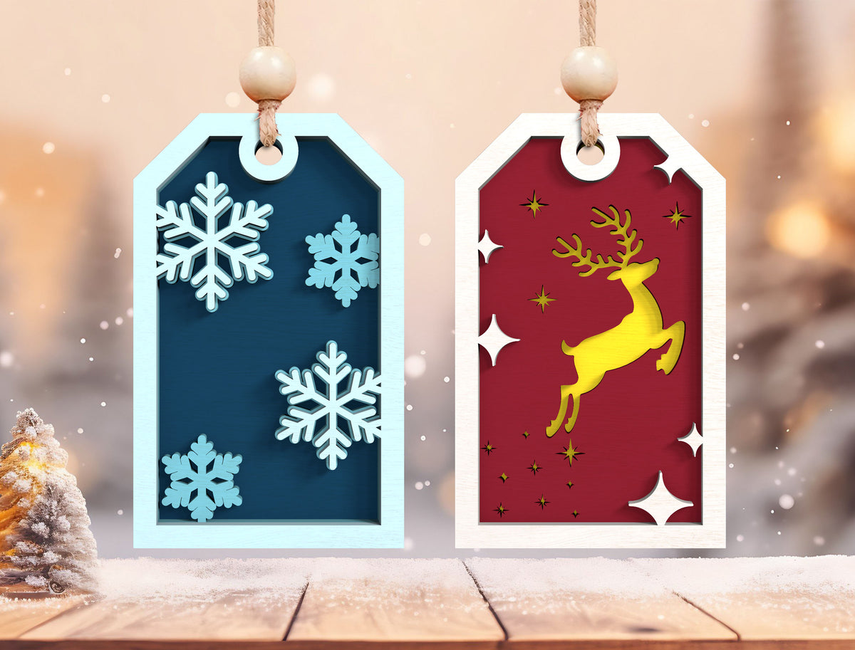 Layered Christmas Gift Tag Ornament SVG Bundle 3