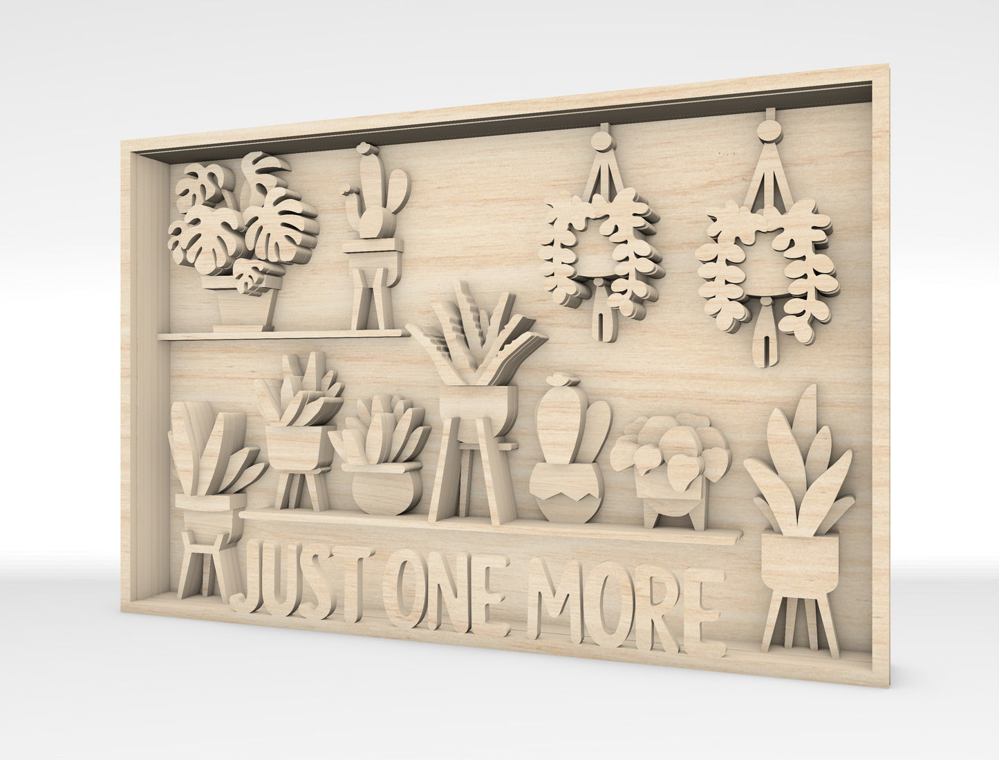 Just One More Plant Shelf SVG Multilayer Laser Cut File for Glowforge