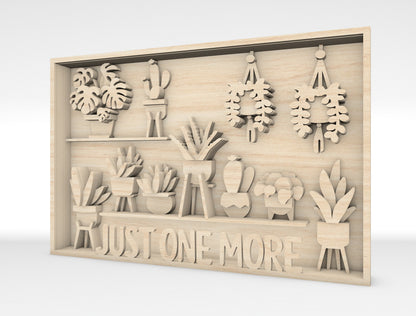 Just One More Plant Shelf SVG Multilayer Laser Cut File for Glowforge