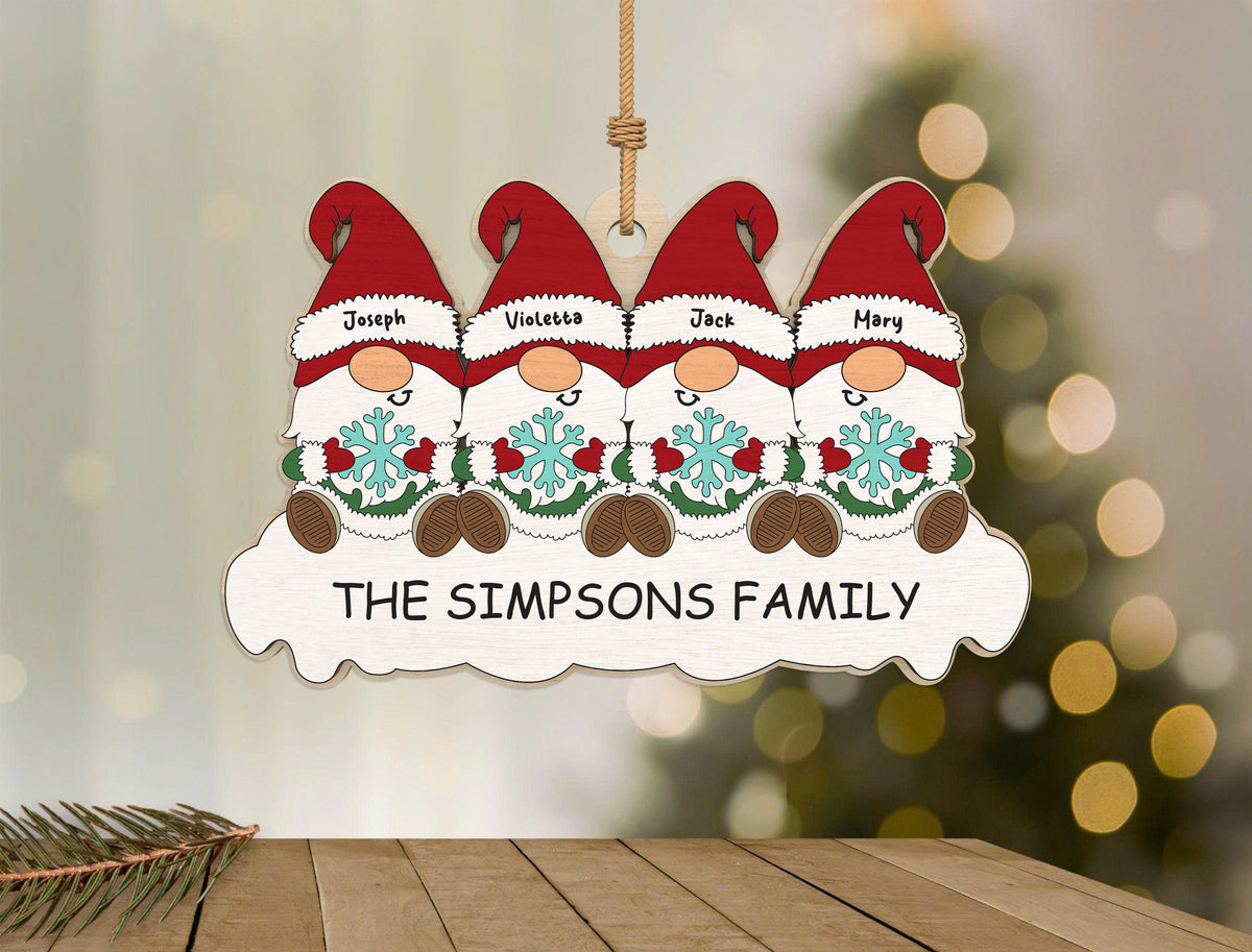 Personalized Gnome Family Christmas Tree Ornament SVG Bundle 4