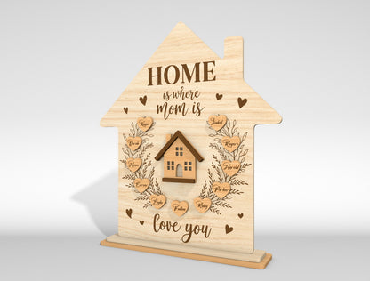 Personalized Mom House SVG Home Is Where Mom Is Laser Cut File for Glowforge and LightBurn