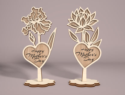 Mother's Day Flower Stand SVG Bundle 11 Designs for LightBurn and xTool