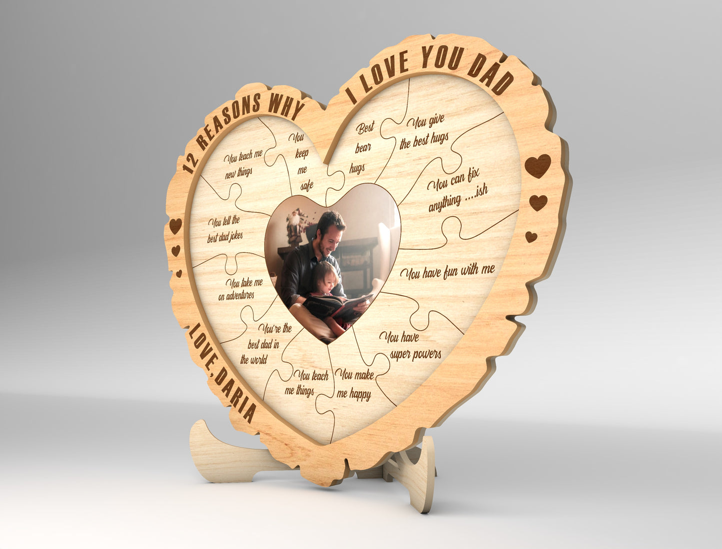 Reasons Why I Love You Dad Heart Sign SVG Laser Cut File for Glowforge
