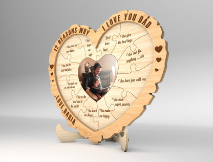 Reasons Why I Love You Dad Heart Sign SVG Laser Cut File for Glowforge