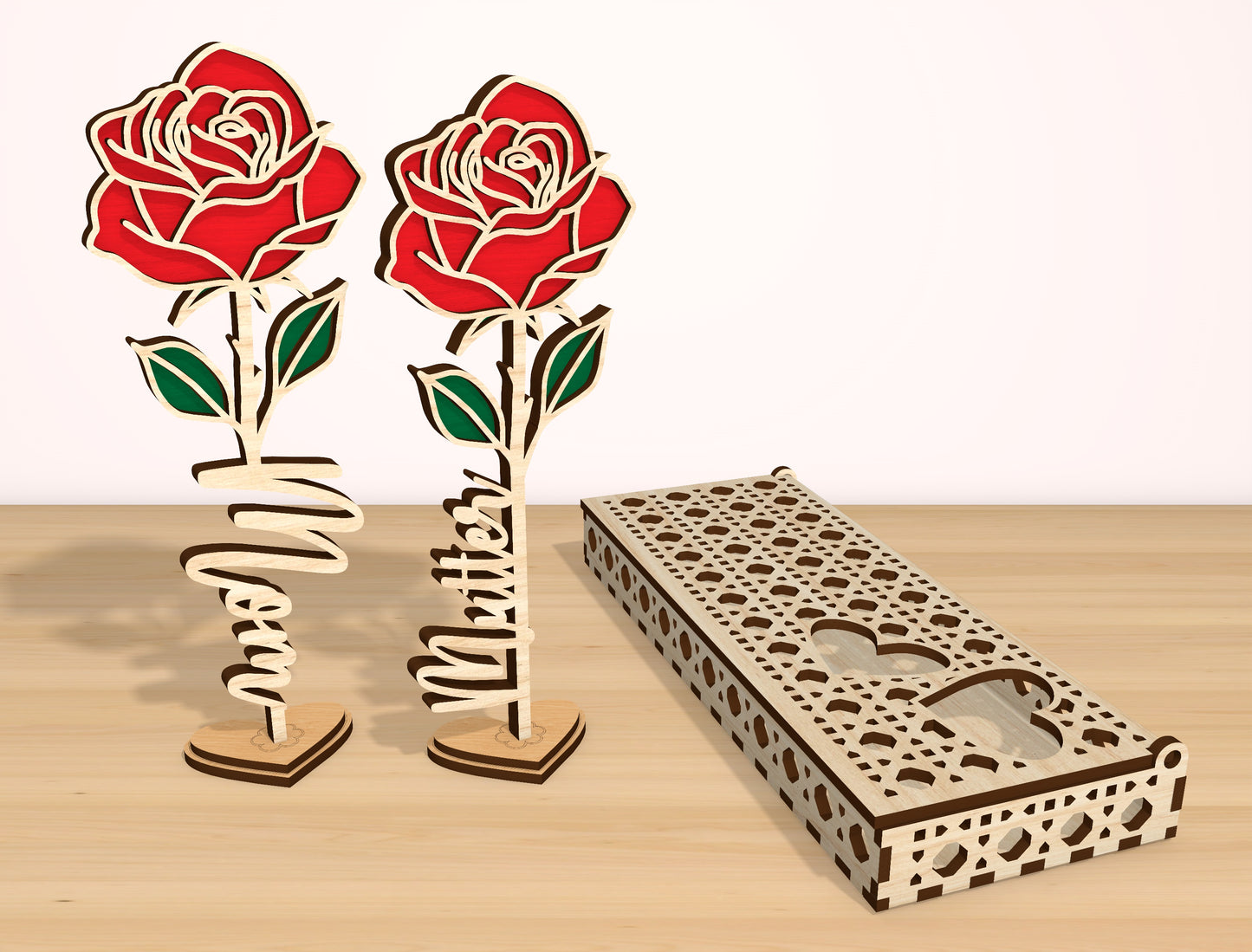 Rose Flower Box SVG Bundle 4 Boxes 15 Roses for Glowforge and xTool