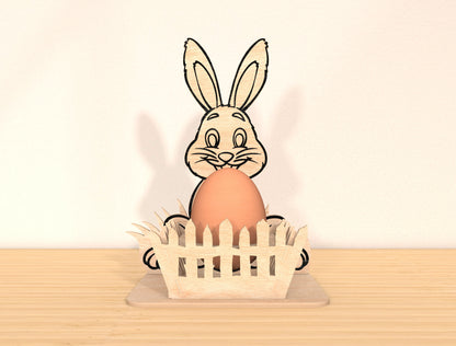 Bunny Egg Holder SVG Bundle Simple Rabbit Egg Stand for Glowforge and xTool