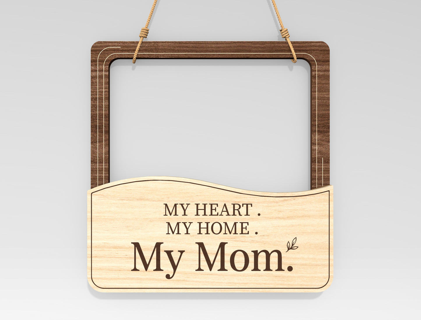 Mom Hanging Flower Holder SVG Engraved Frame Laser Cut File for xTool and LightBurn