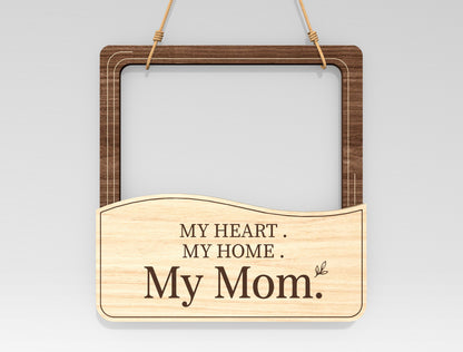 Mom Hanging Flower Holder SVG Engraved Frame Laser Cut File for xTool and LightBurn