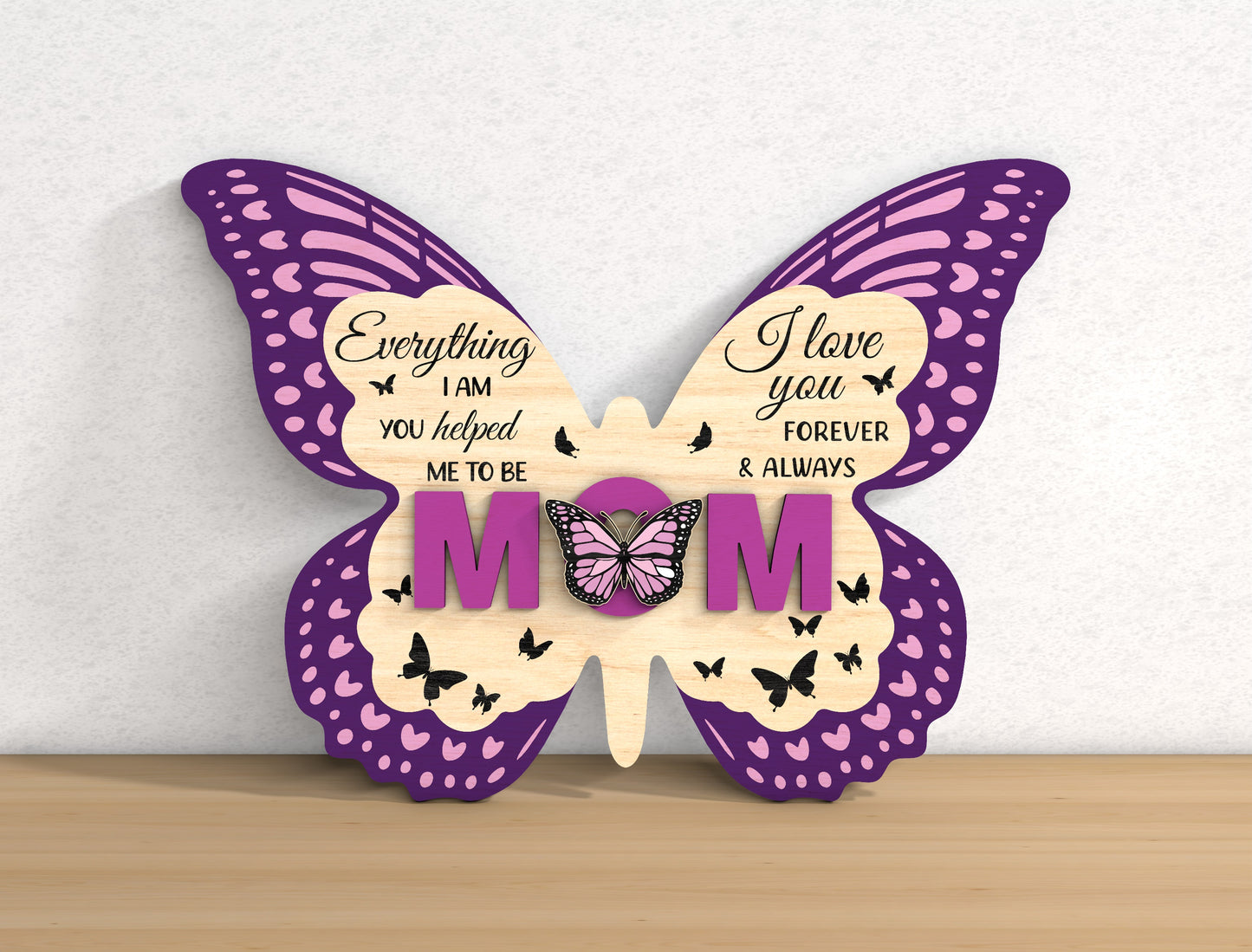 Butterfly Mom Sunflower Quote Sign SVG Bundle for LightBurn and xTool