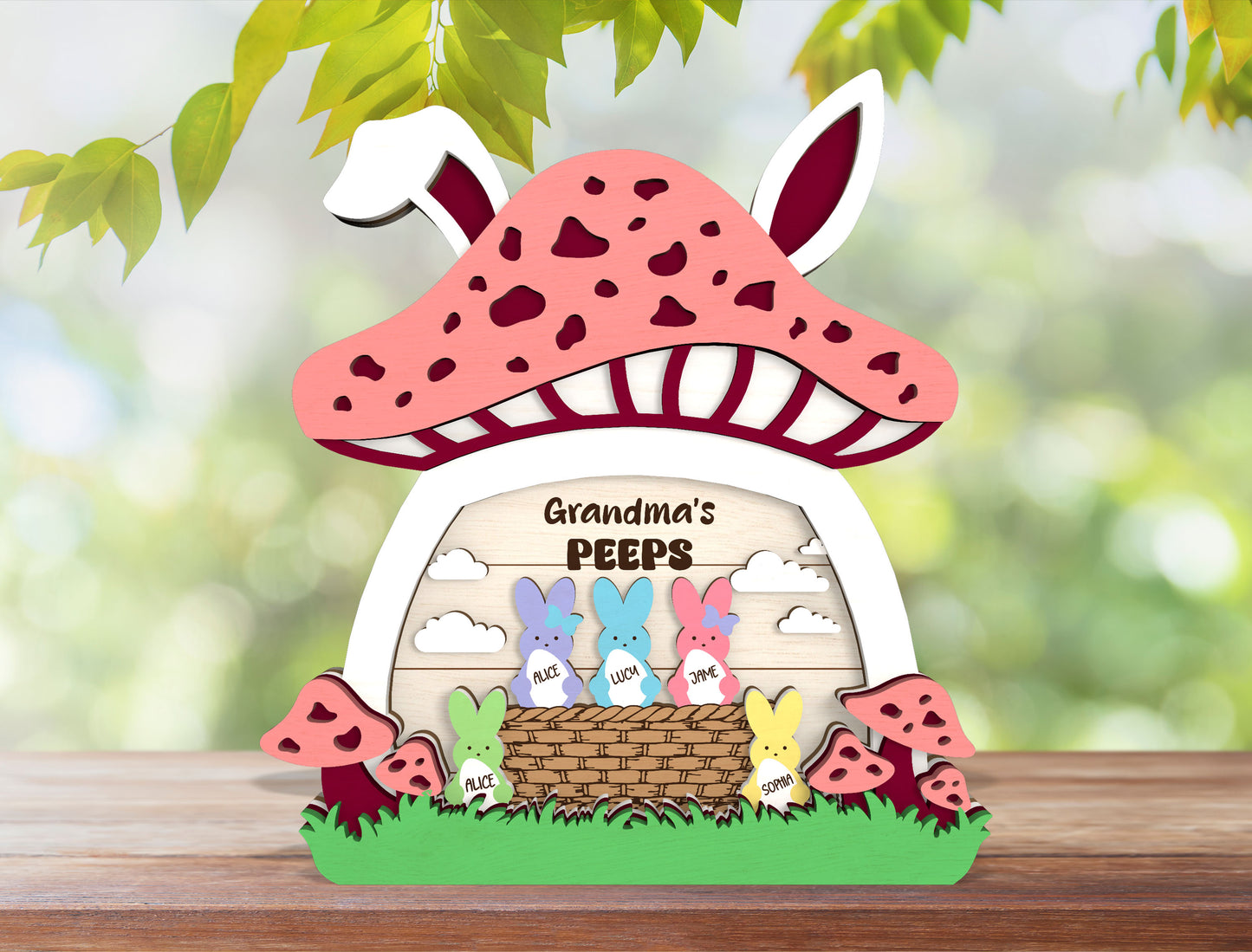 Personalized Grandma Peeps Easter Tabletop Sign SVG for Glowforge and xTool