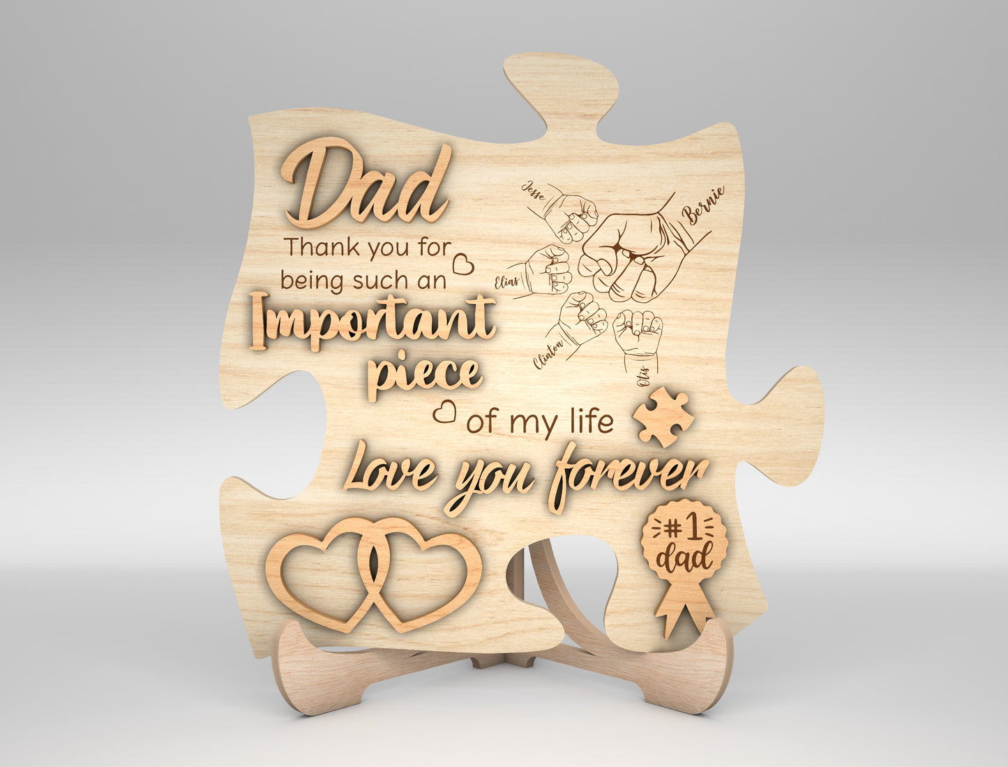 Dad Heart Puzzle Map Sign SVG Laser Cut File for Glowforge and LightBurn