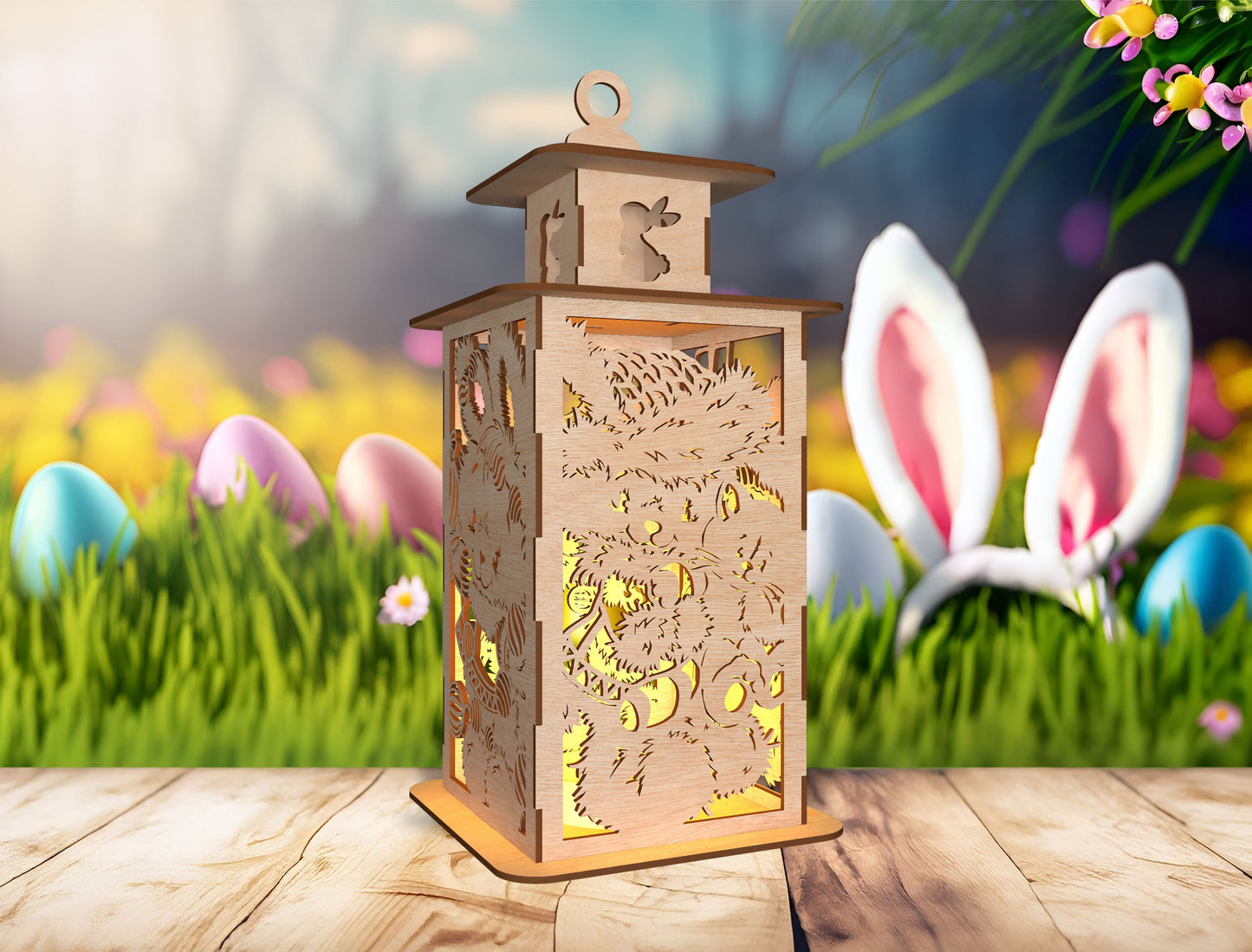 Easter Lantern SVG Bunny Egg Light Box for Glowforge and LightBurn