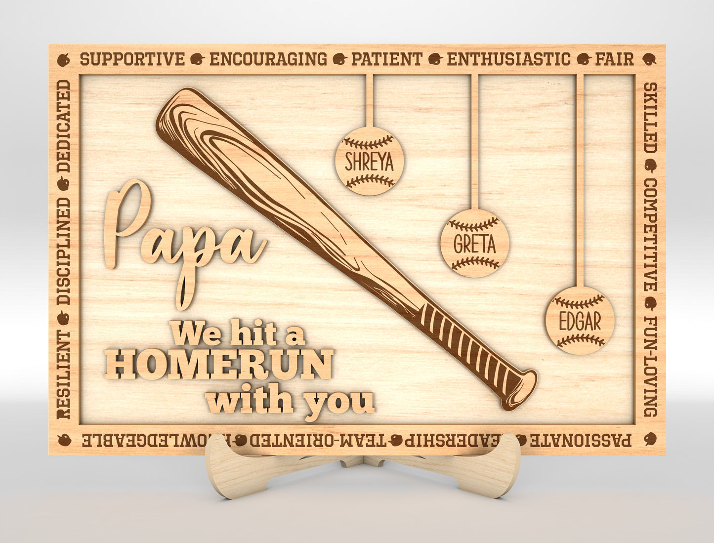 "Daddy We Hit A Home Run With You" Baseball Trophy Sign SVG for Glowforge and xTool