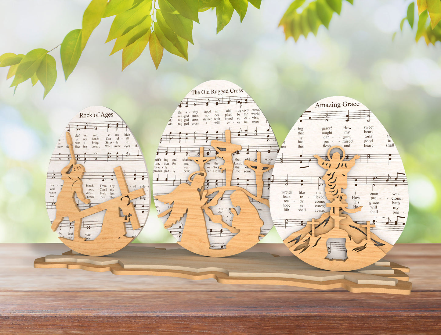 Easter Egg Christian Hymn Stand SVG Scene Decor for LightBurn and Glowforge