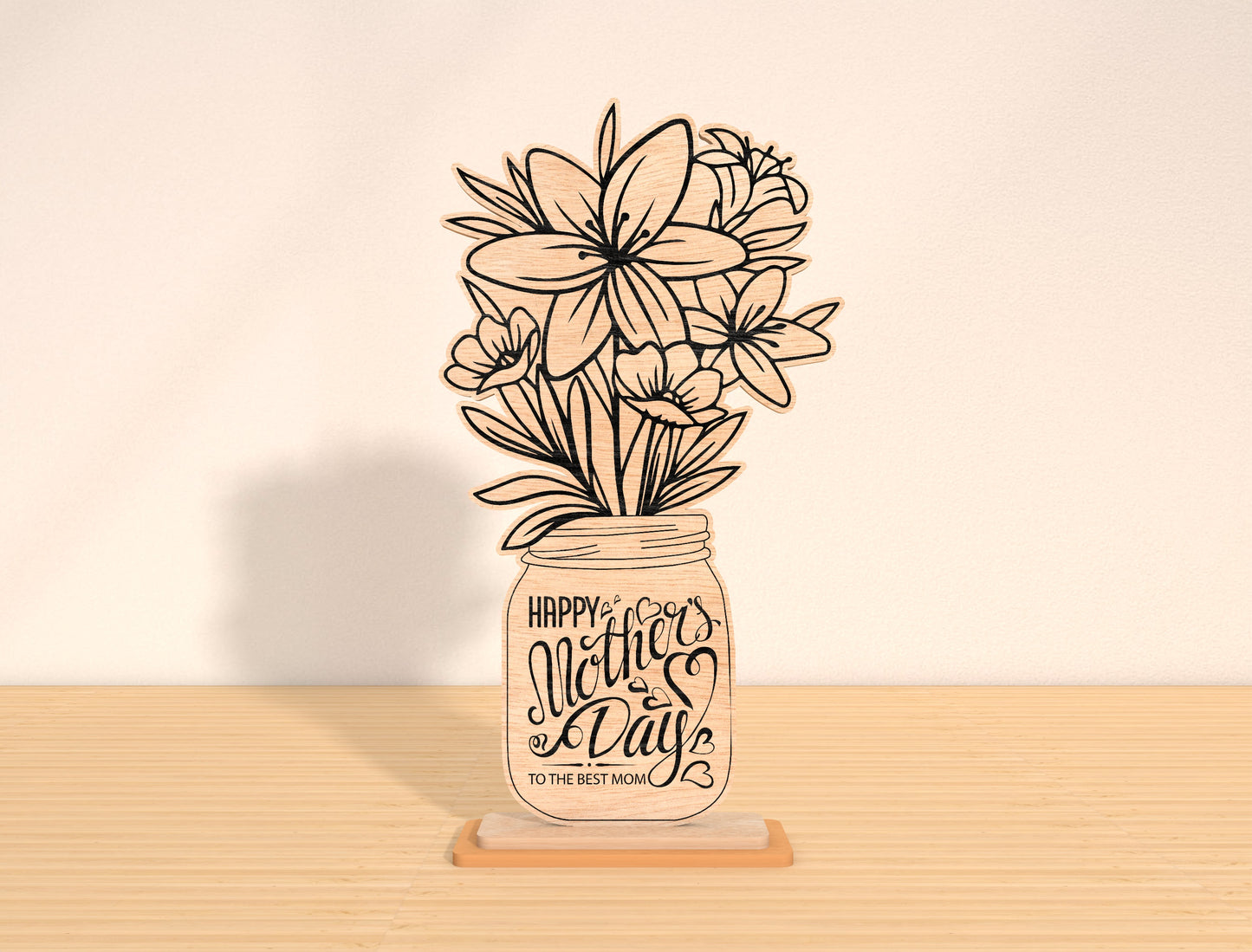 Mom Floral Vase Sign SVG Bundle Mother's Day for Glowforge and xTool