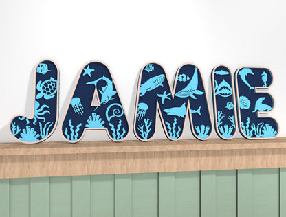 Personalized Ocean Alphabet Nursery SVG for Glowforge and xTool