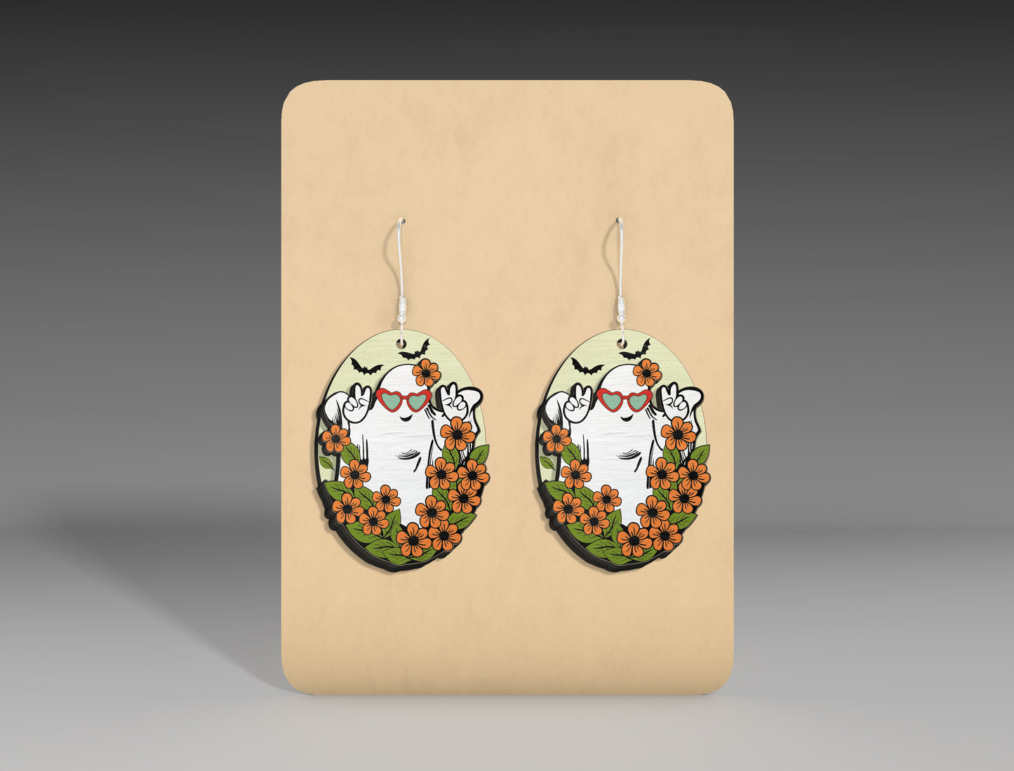 Halloween Floral Ghost Earrings SVG Bundle 3 Designs for xTool LightBurn