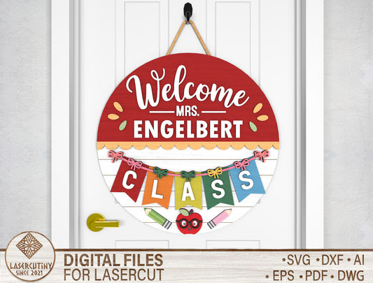 Personalized Teacher Door Hanger SVG for Glowforge and xTool