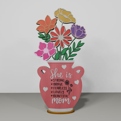 Floral Mom Mug Tabletop Decor SVG Mother's Day for LightBurn