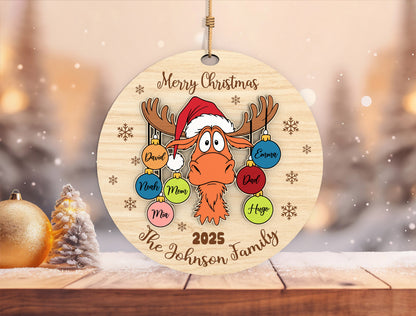 Personalized Moose Family Christmas Ornament SVG Laser Cut F 4