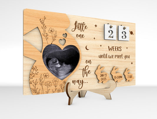 Pregnancy Countdown Ultrasound Sign SVG Laser Cut File for Glowforge and xTool