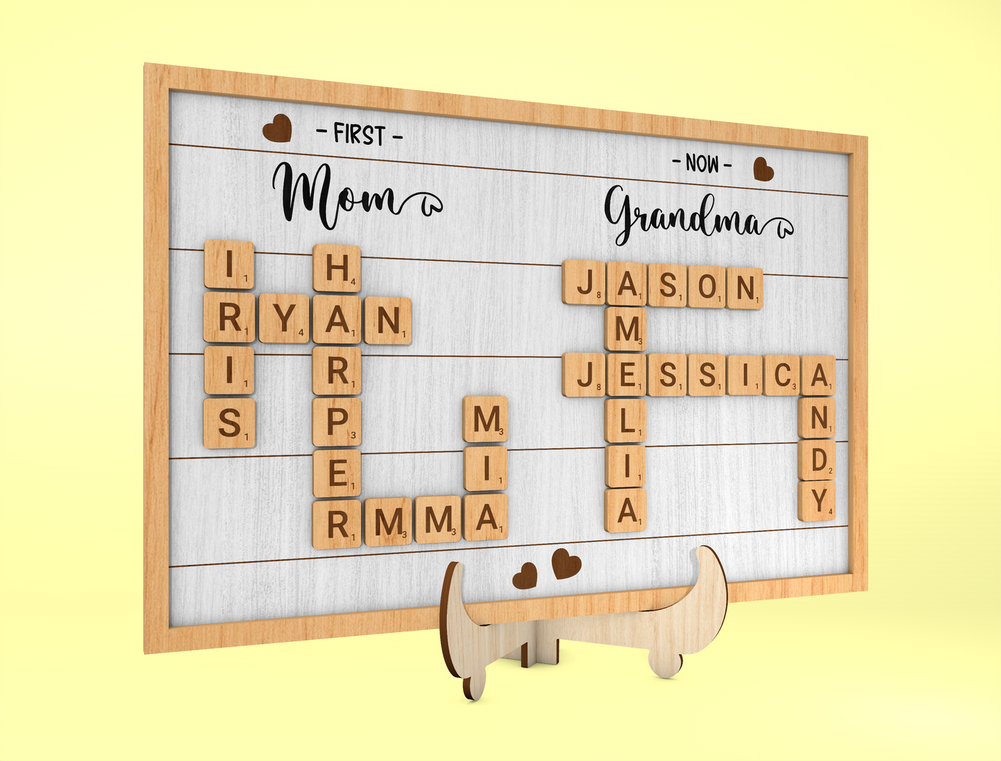 Personalized Mom Grandma Crossword Sign SVG for xTool and LightBurn