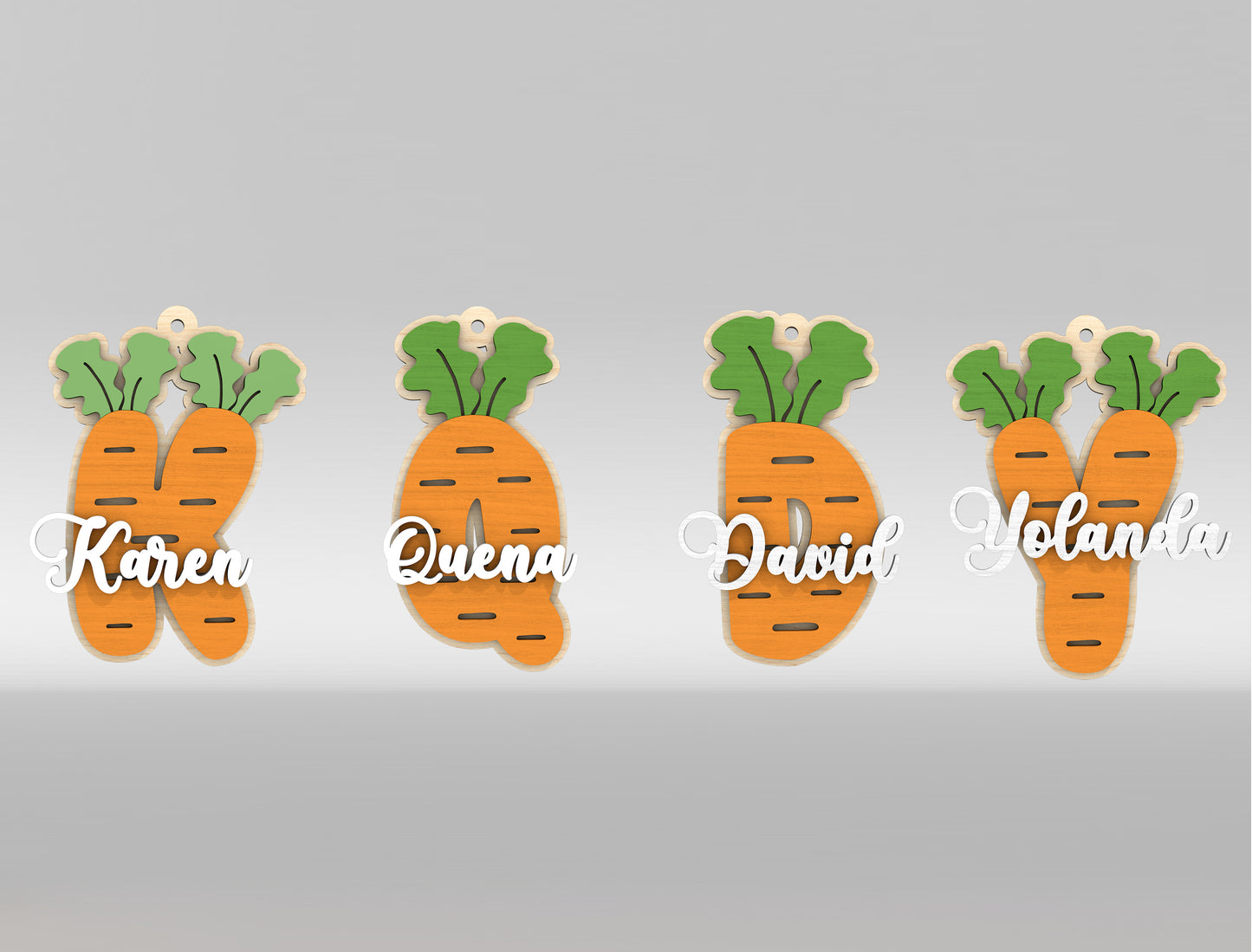 Easter Carrot Basket Tags SVG Alphabet Number Name Tags for LightBurn and xTool
