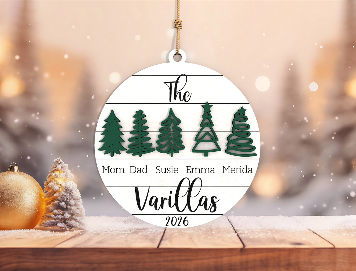 Personalized Family Christmas Tree Ornament SVG Laser Cut Fi 4