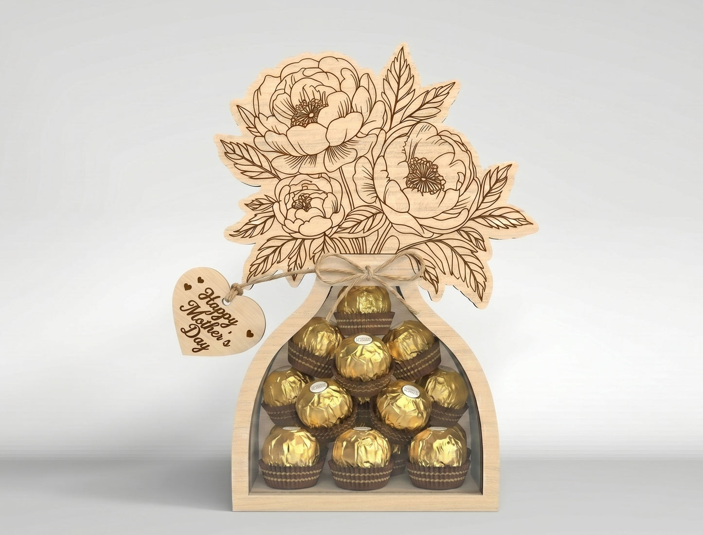 Flower Vase Candy Holder SVG Bundle 3D Wooden Bouquet Gift Jar for Glowforge and xTool