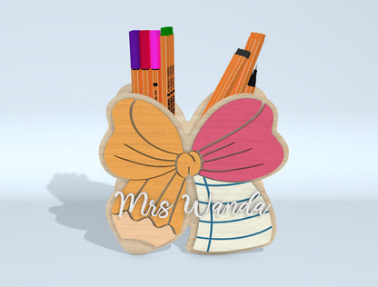 Personalized Butterfly Pen Holder SVG Bundle for Glowforge and xTool