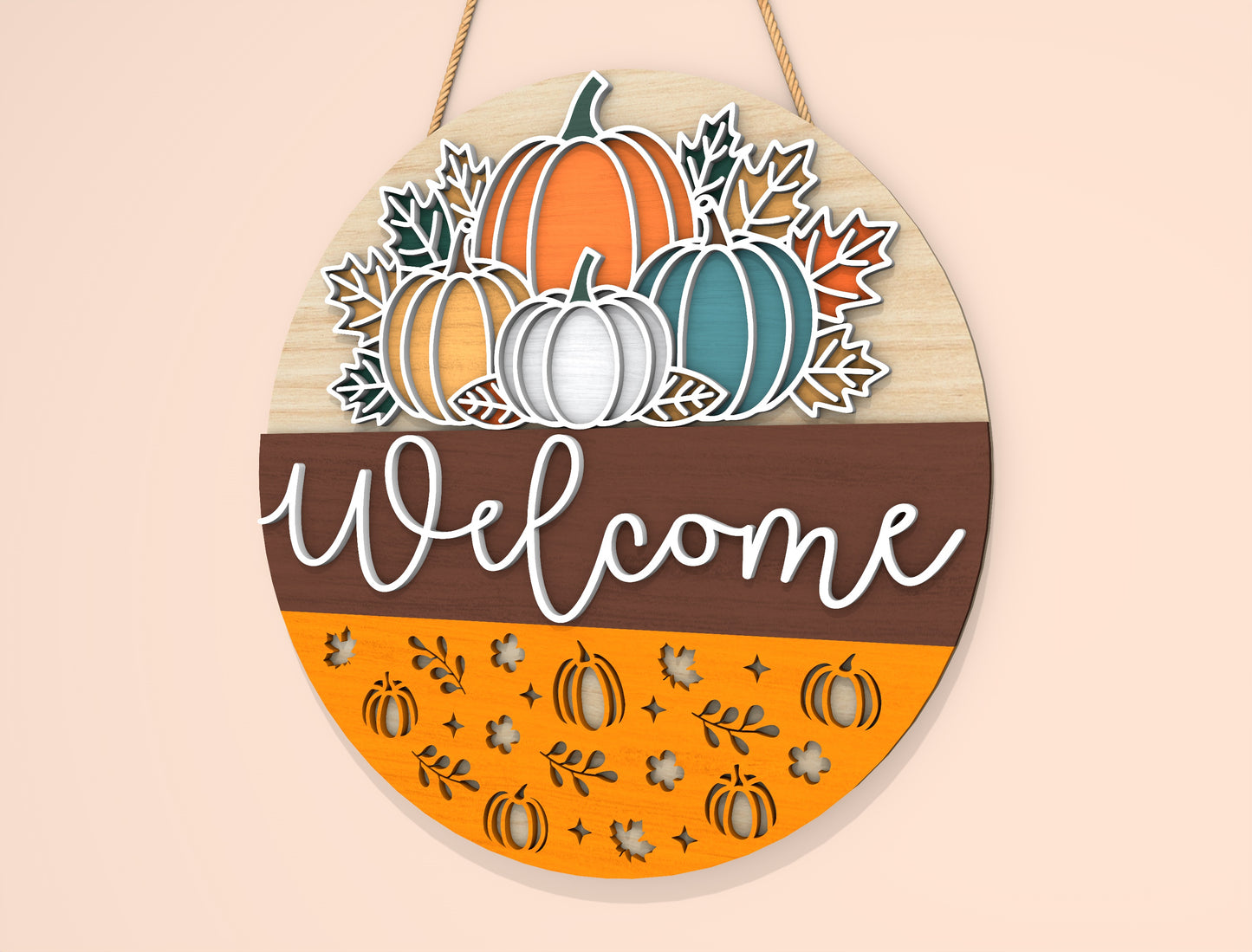 Welcome Pumpkin Gnome Door Hanger SVG Set for Glowforge xTool LightBurn | 2 Designs