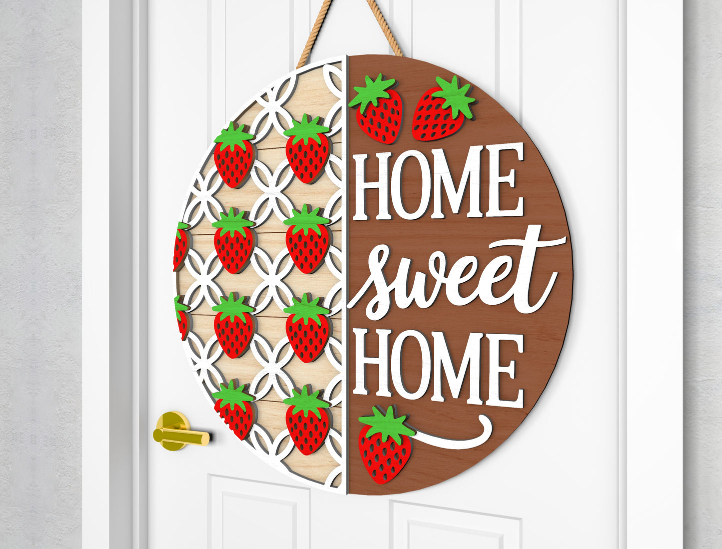 Home Sweet Home Strawberry Door Hanger SVG Laser Cut File for xTool and Glowforge