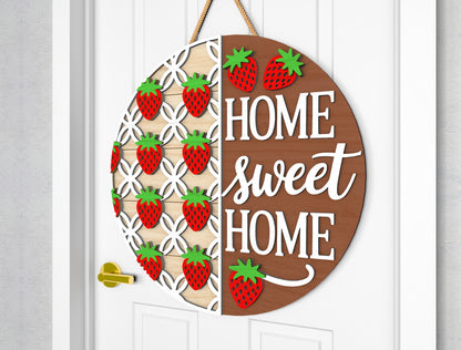 Home Sweet Home Strawberry Door Hanger SVG Laser Cut File for xTool and Glowforge