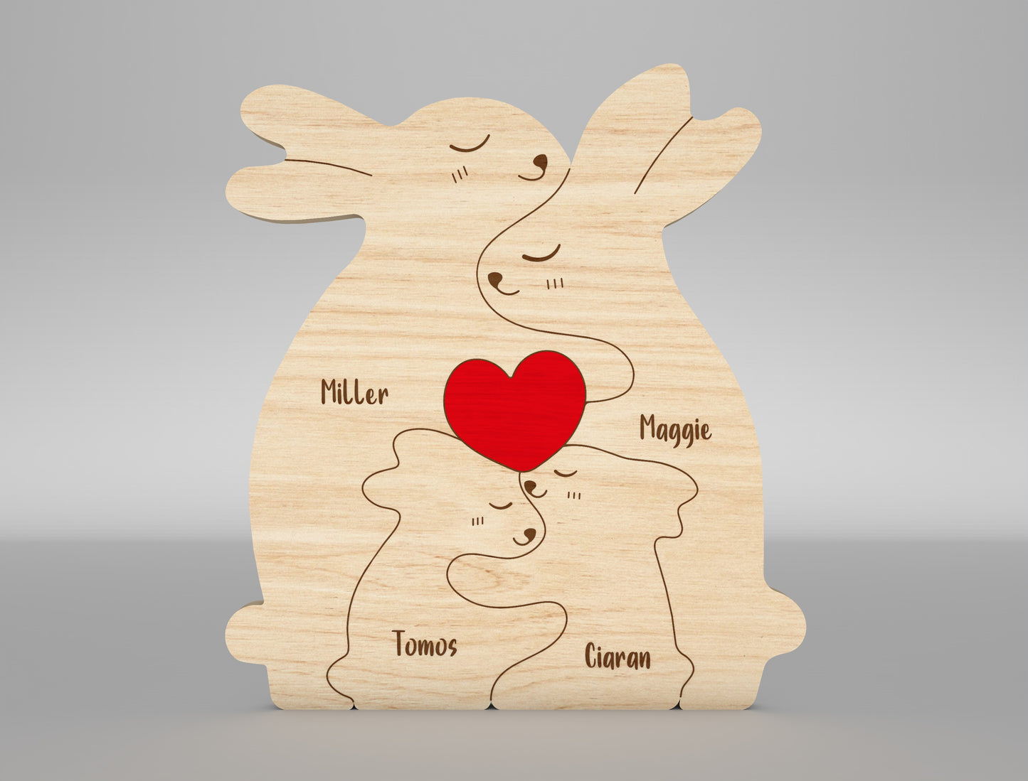 Bunny Family Puzzle Sign SVG for Glowforge and xTool
