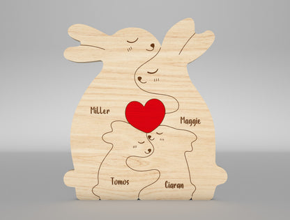 Bunny Family Puzzle Sign SVG for Glowforge and xTool