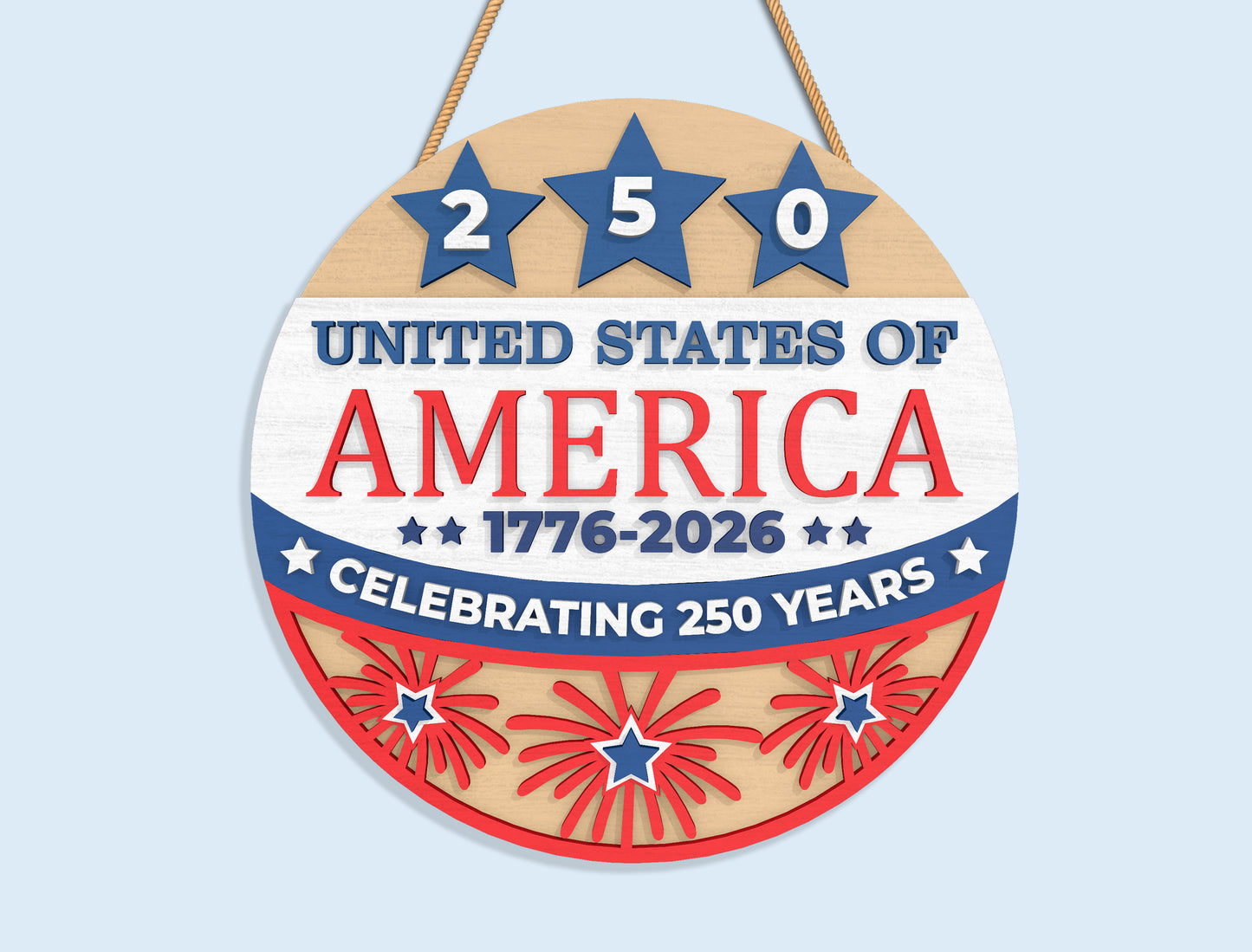 America 250 Round Sign SVG Bundle for Glowforge and xTool