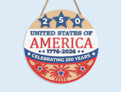 America 250 Round Sign SVG Bundle for Glowforge and xTool