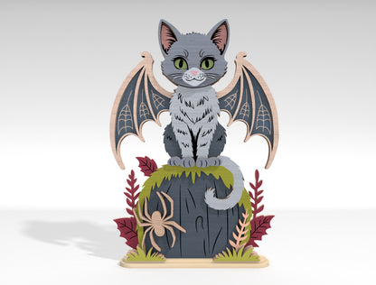 Halloween Cat Tabletop Decor SVG Bundle Laser Cut Files for Glowforge