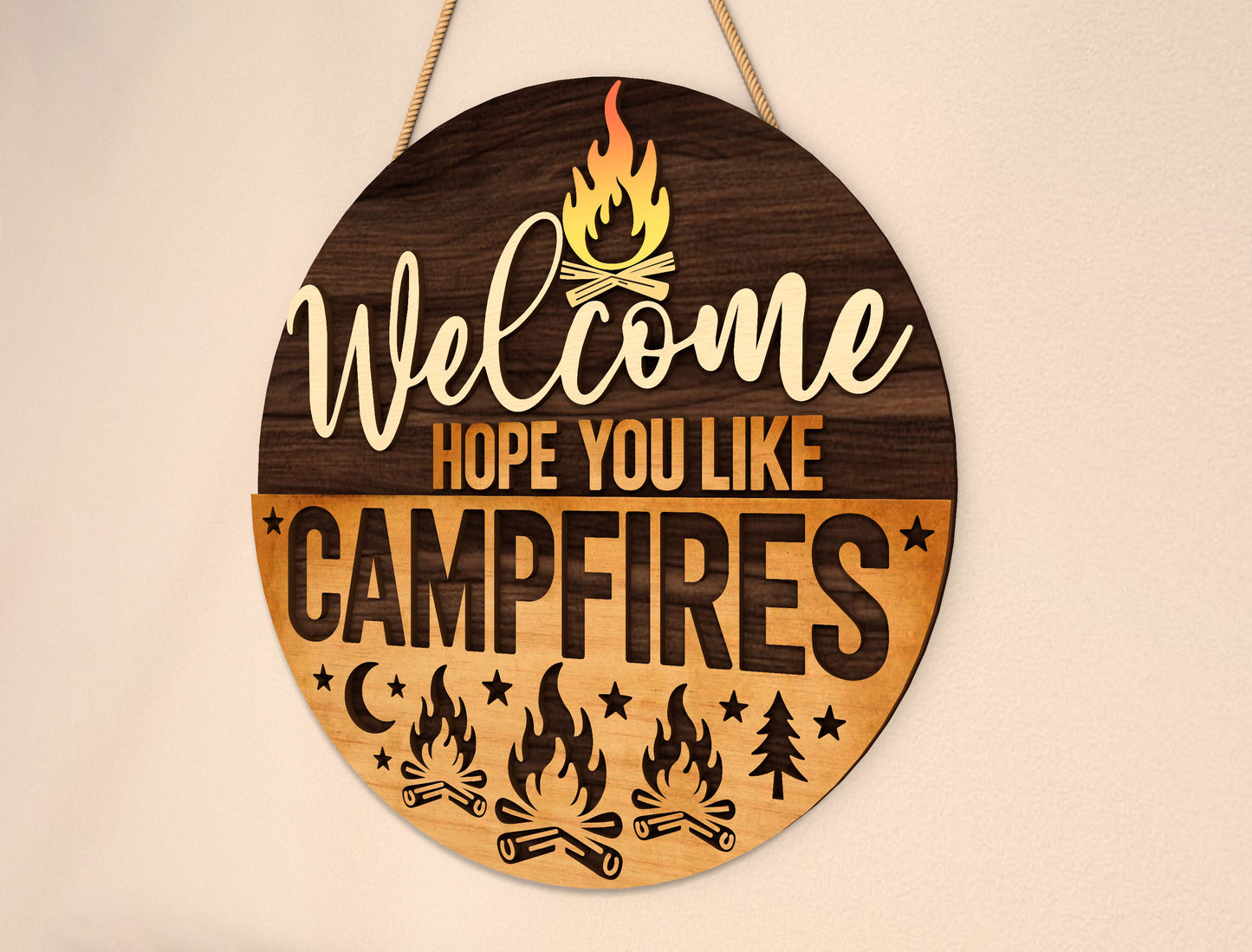 “Hope You Like Campfires” Door Sign SVG for Glowforge and xTool