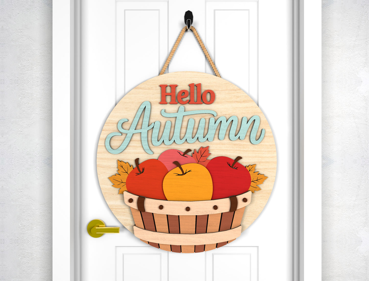 Happy Harvest Scarecrow and Hello Autumn Door Hanger SVG Set for Glowforge xTool LightBurn 2 Designs